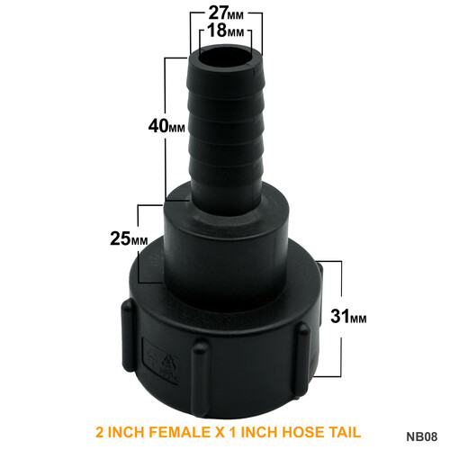 IBC S60x6 (2 inch) Female to (1 inch) Hose Tail