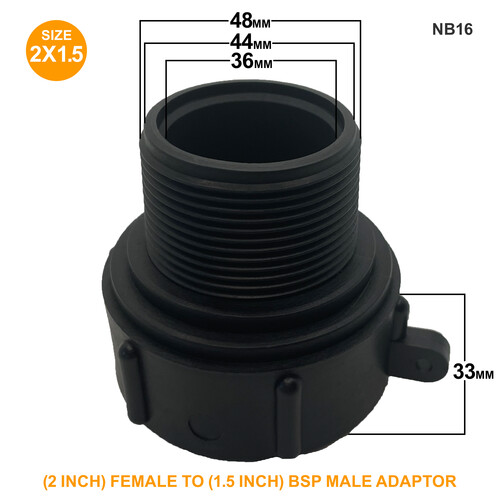 IBC S60x6 (2 inch) Female to (1.5 inch) BSP Male Adaptor