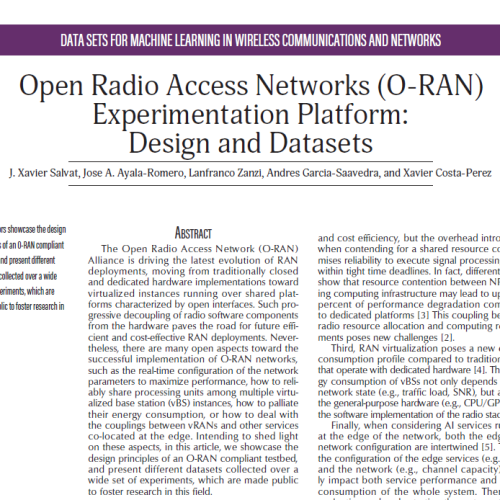 IEEE Communication Magazine Paper on ORAN Experimentation Platform