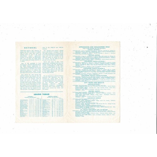 Manchester City v Wolves Central League Football Programme 1959/60
