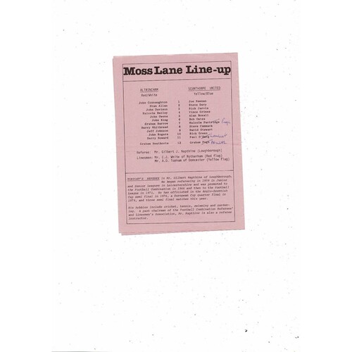 Altrincham v Scunthorpe United FA Cup Replay Football Programme 1980/81