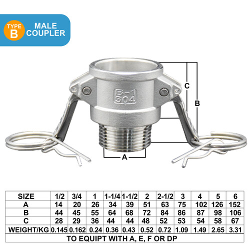 Stainless Steel Male Coupler Camlock Hose Fitting 316