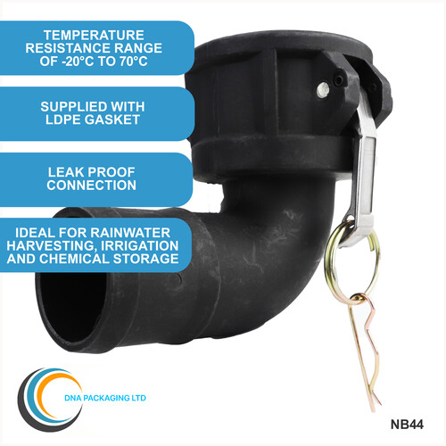 Camlock Coupler (2 inch) to (2 inch) Hose Tail 90-degree elbow