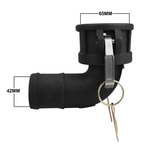Camlock Coupler (2 inch) to (2 inch) Hose Tail 90-degree elbow