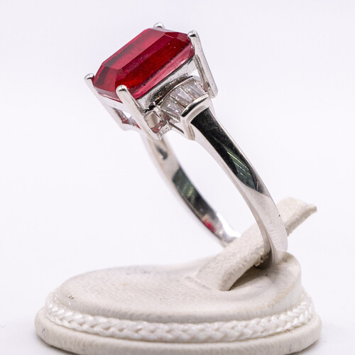 Corundum and Zirconia Stone on Silver and Rhodium