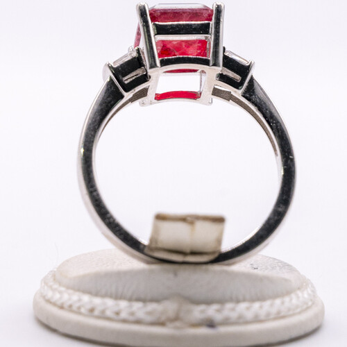 Corundum and Zirconia Stone on Silver and Rhodium