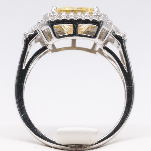 925 sterling silver ring set on yellow moissanite stone