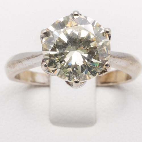 Yellow Moissanite Stone Set on Silver and Rhodium