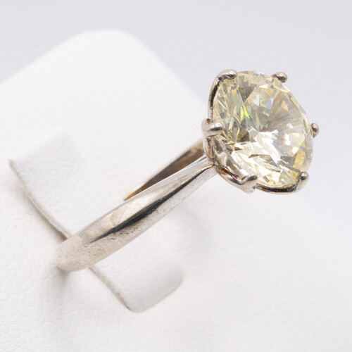 Yellow Moissanite Stone Set on Silver and Rhodium