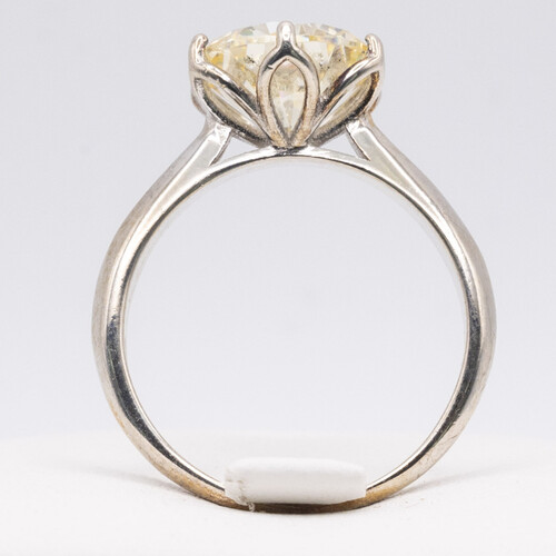 Yellow Moissanite Stone Set on Silver and Rhodium