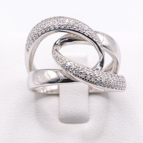 Interlocking Twist Setting 925 Sterling Silver Ring