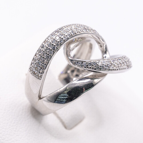 Interlocking Twist Setting 925 Sterling Silver Ring