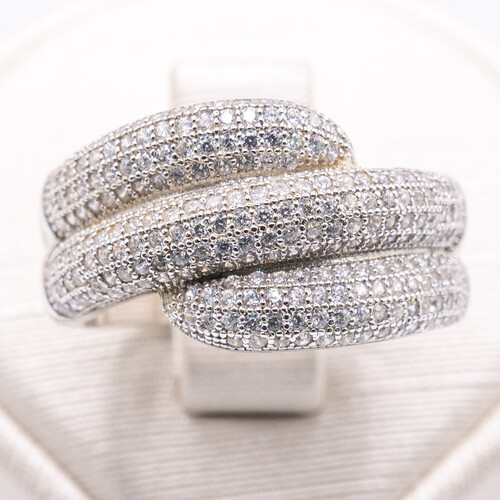Multi Band Pave Setting 925 Sterling Silver Ring