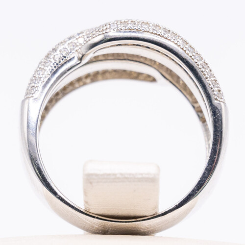 Multi Band Pave Setting 925 Sterling Silver Ring