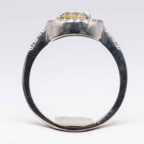 Yellow moissanite stone set on 925 sterling silver ring