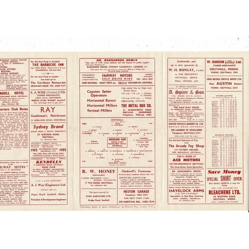 1961/62 Southall v Hitchin Town Athenian League Football Programme