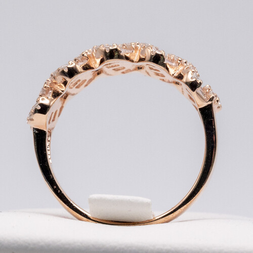 Leaves Designed Zirconia Stones Set on Rose Gold Plated 925 Sterling Silver Ring