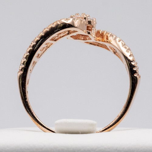 Tension Set Zirconia Stones on Rose Gold Plated 925 Sterling Silver Ring