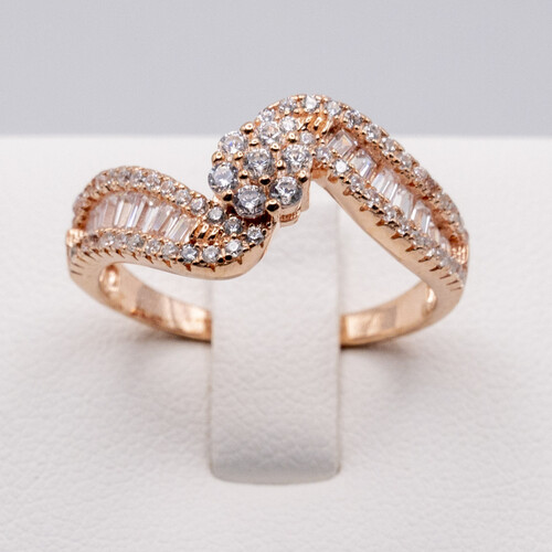 Tension Set Zirconia Stones on Rose Gold Plated 925 Sterling Silver Ring