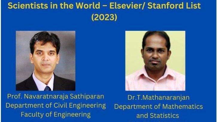 உலகின் சிறந்த விஞ்ஞானிகள் தர வரிசையில் யாழ்.பல்கலை கழகத்தைச் சேர்ந்தவர்கள்