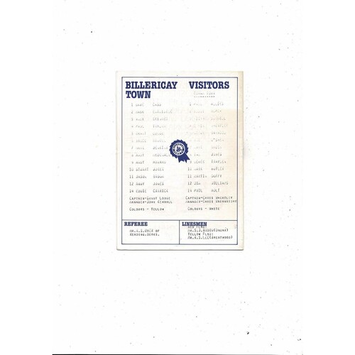 Billericay Town v Egham Town FA Cup Football Programme + Press cutting 1990/91