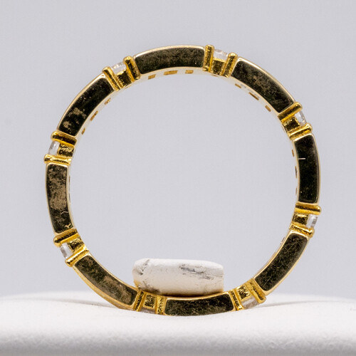 Zirconia Stone on Yellow Gold Plated 925 Sterling Silver Ring