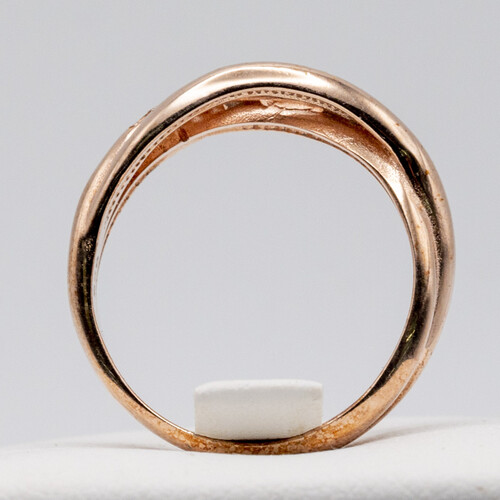 Zirconia Stones Set on Multi layered Swirl Rose Gold Plated 925 Sterling Silver Ring
