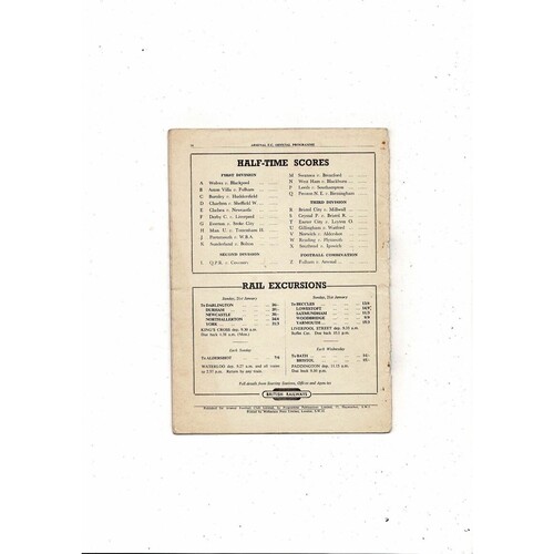 1950/51 Arsenal v Middlesbrough Football Programme