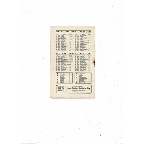 1947/48 Derby County v Aston Villa Football Programme