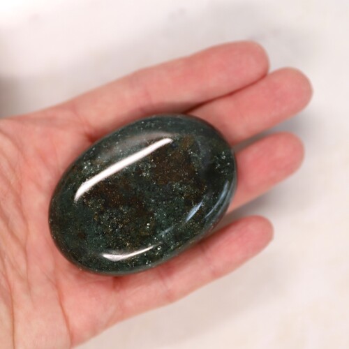 Green Moss Agate Palm Stone