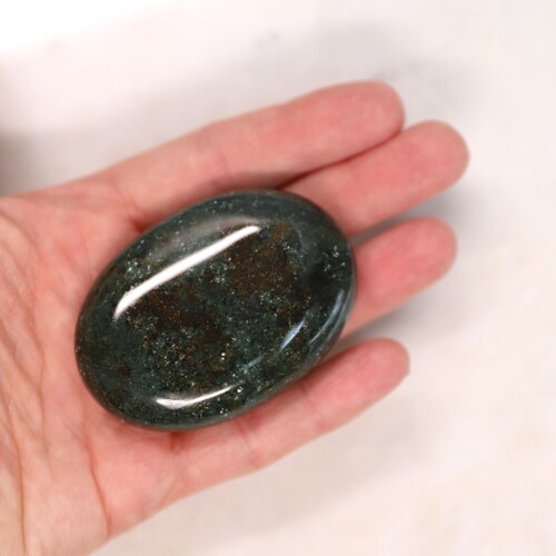 Green Moss Agate Palm Stone