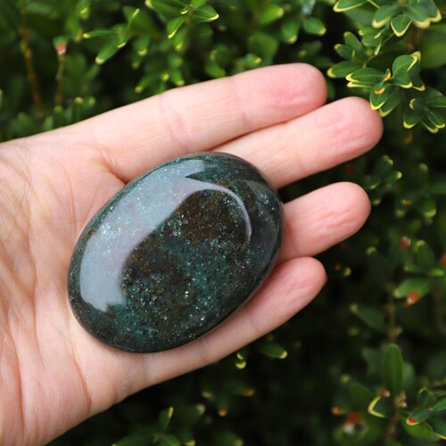 Green Moss Agate Palm Stone