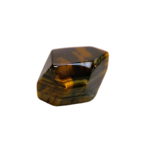 Tigers Eye Palm Stone Faceted sides.
