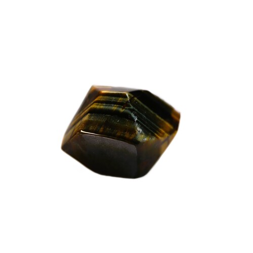 Tigers Eye Palm Stone Faceted sides.