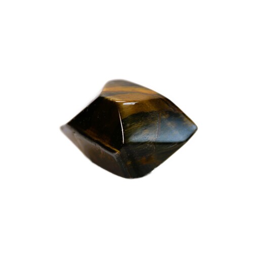 Tigers Eye Palm Stone Faceted sides.