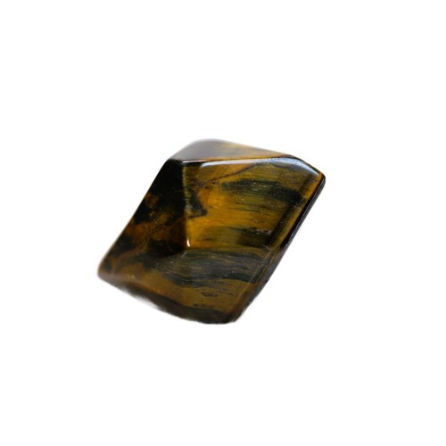Tigers Eye Palm Stone Faceted sides.