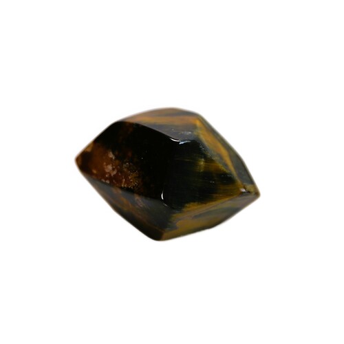 Tigers Eye Palm Stone Faceted sides.