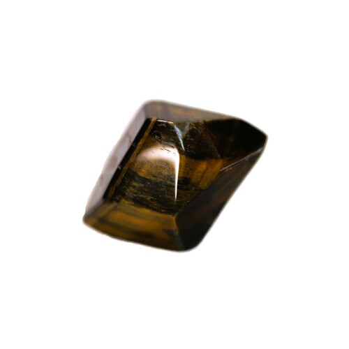 Tigers Eye Palm Stone Faceted sides.