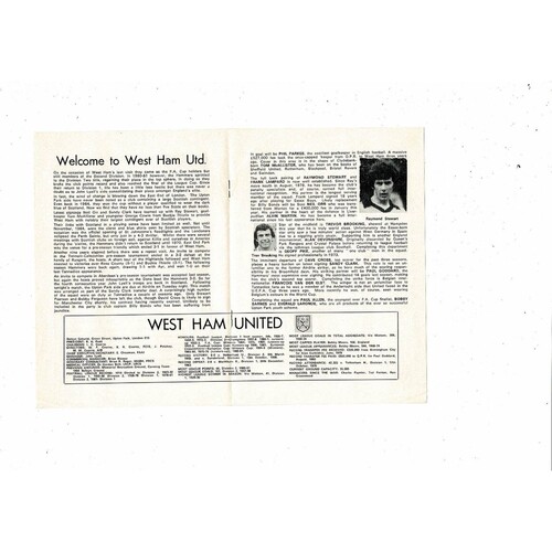 Dundee United v West Ham United Friendly Football Programme 1982/83