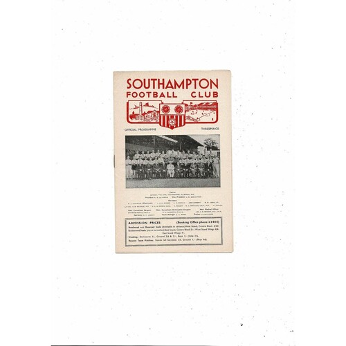 1957/58 Southampton v Brentford Football Programme