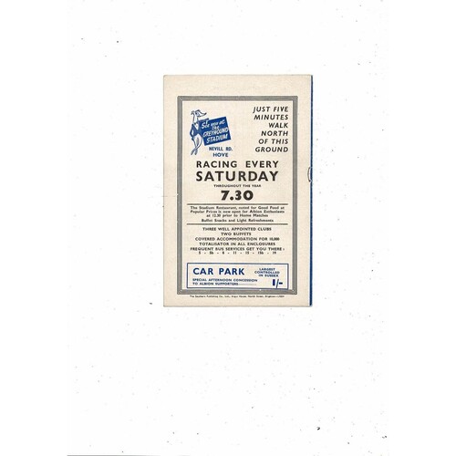 1959/60 Brighton v Portsmouth Football Programme