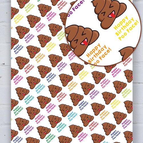 Happy Birthday Poo Face Wrapping Paper