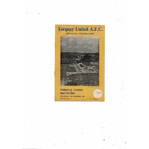 1956/57 Torquay United v Brentford Football Programme
