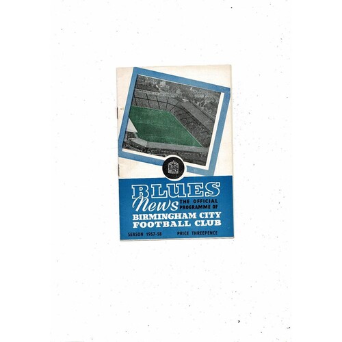 1957/58 Birmingham City v Arsenal Football Programme