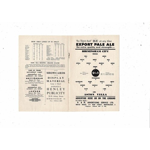 1957/58 Birmingham City v Arsenal Football Programme