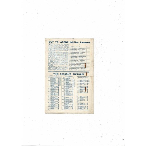 Manchester City v West Bromwich Albion Central League Football Programme 1956/57