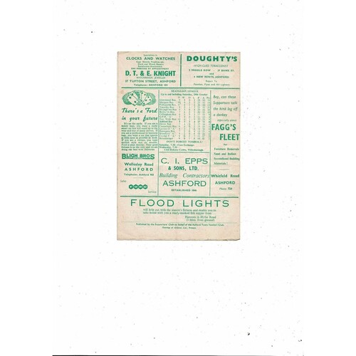 Ashford Town v Gillingham FA Cup Football Programme 1960/61