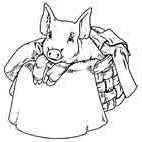 Piglet in Basket Rubber Stamp