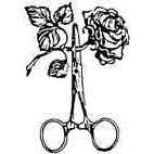 Rose & Scissors Rubber Stamp