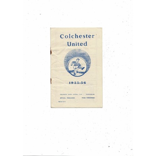 1955/56 Colchester United v Brentford Football Programme